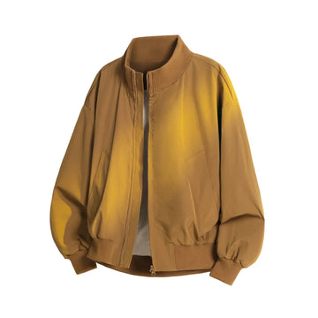 Jacket Mens Casual Jacket Solid Stand Collar Loose Fit Zipper Autumn Coat Ribbed Cuffs Relaxed Outerwear